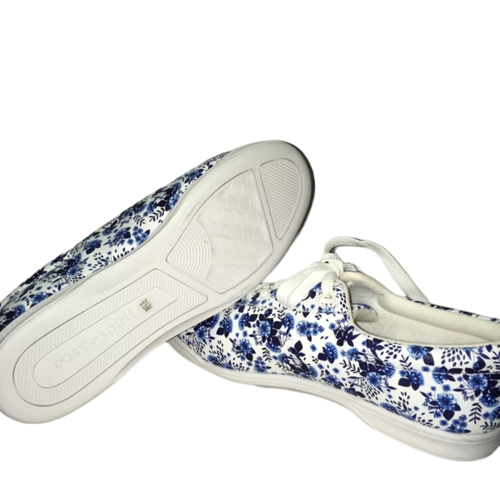 Easy Spirit AP1 Leather Sneakers Women's Size 9.5 in White, Blue & Floral Design - Picture 6 of 7